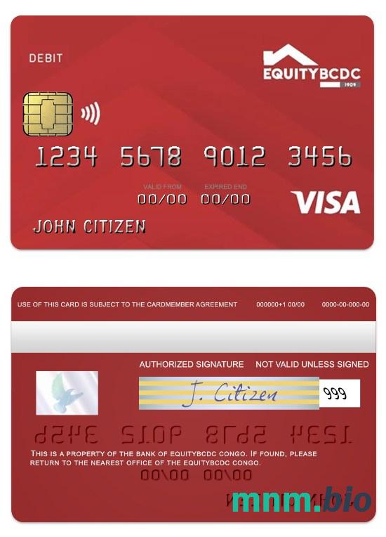 Congo EquityBCDC bank visa klasyczny debet karta przykład w formacie PSD